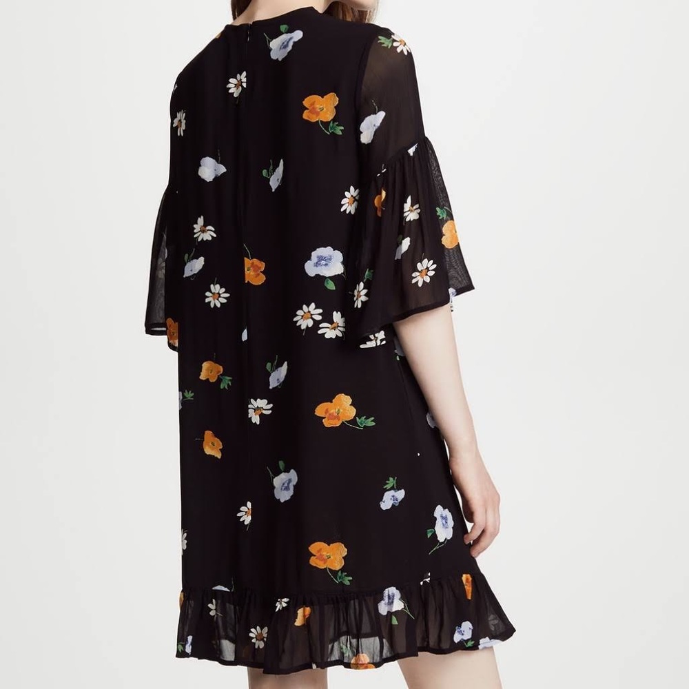 GANNI Dainty Black Floral Dress